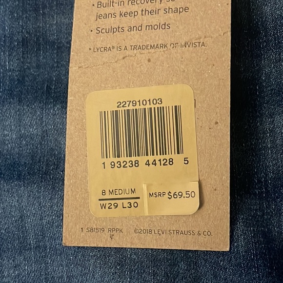NWT Leviโs High Rise Skinny Jeans Size 29x30 - Picture 7 of 12